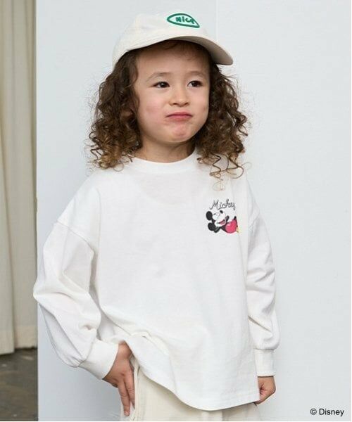 b・ROOM / ビールーム Tシャツ | 【Disney】【カイテキ天竺】ミッキーマウス/ピクニックTシャツ（オフ ホワイト）