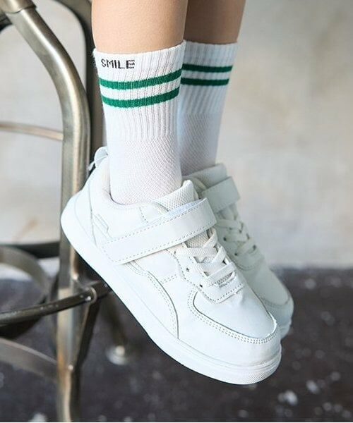 b・ROOM / ビールーム ソックス | ラインクルーソックス（グリーン）