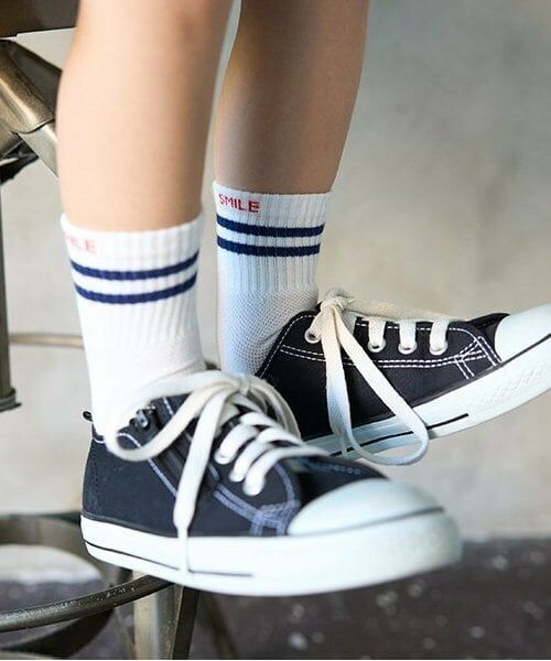 b・ROOM / ビールーム ソックス | ラインクルーソックス（紺）