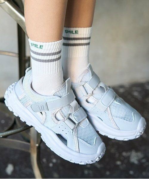 b・ROOM / ビールーム ソックス | ラインクルーソックス（グレー）