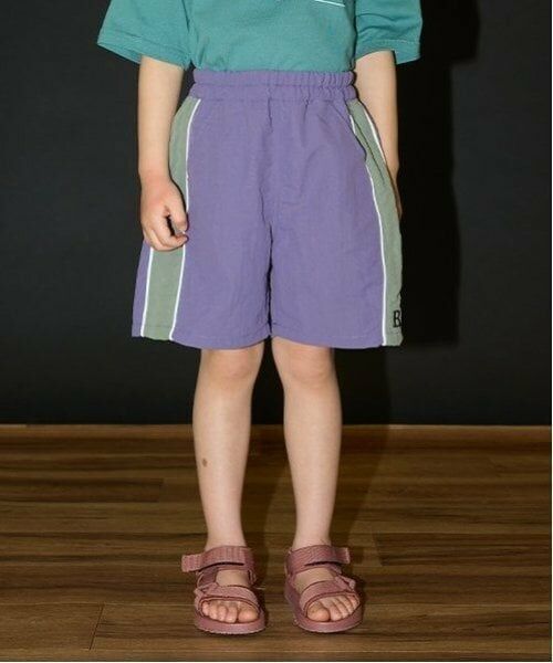 b・ROOM / ビールーム ショート・ハーフ・半端丈パンツ | サイド切替え4分丈パンツ（パープル）