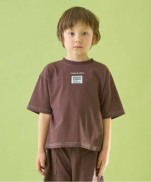 b・ROOM / ビールーム Tシャツ | 【セットアップ可能】【カイテキ天竺】配色ステッチTシャツ（コゲ茶）