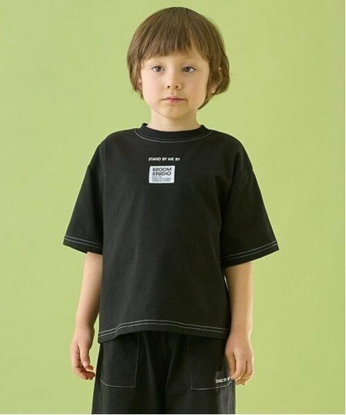 b・ROOM / ビールーム Tシャツ | 【セットアップ可能】【カイテキ天竺】配色ステッチTシャツ（黒）