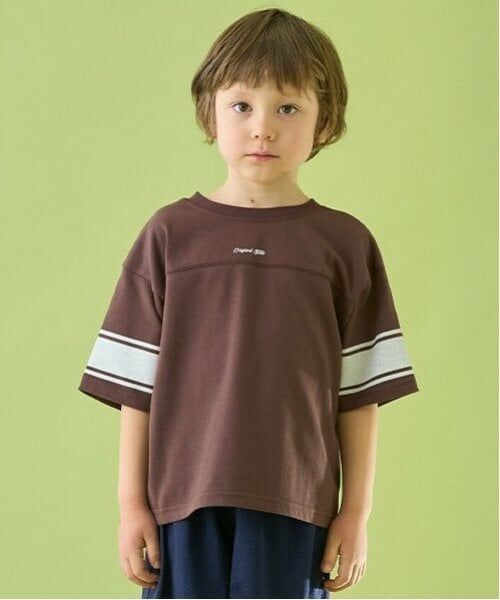 b・ROOM / ビールーム Tシャツ | 【前後どちらでもOK!】【カイテキ天竺】ラインプリントTシャツ（コゲ茶）