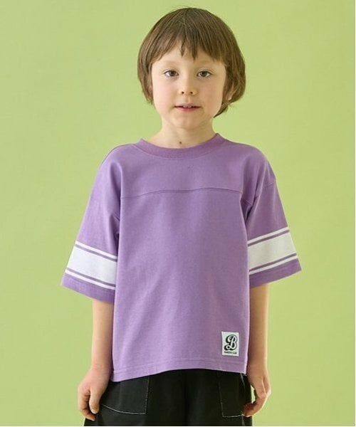 b・ROOM / ビールーム Tシャツ | 【前後どちらでもOK!】【カイテキ天竺】ラインプリントTシャツ（グレープ）