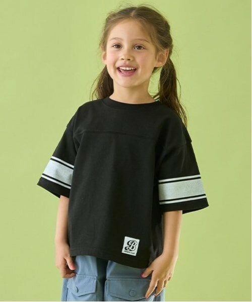 b・ROOM / ビールーム Tシャツ | 【前後どちらでもOK!】【カイテキ天竺】ラインプリントTシャツ（黒）