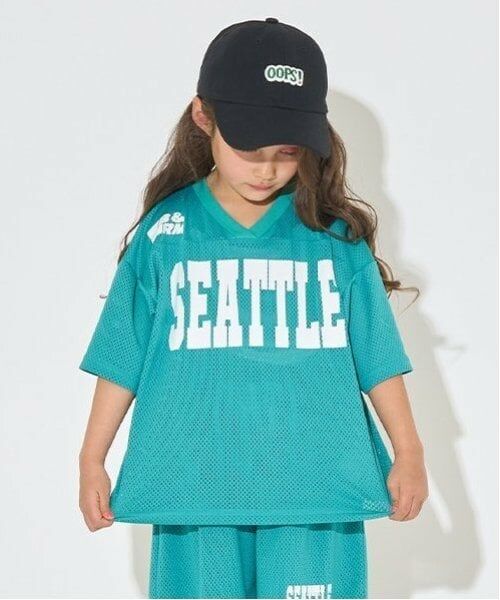 b・ROOM / ビールーム Tシャツ | 【セットアップ可能】Vネックメッシュトップス（モデレートグリーン）