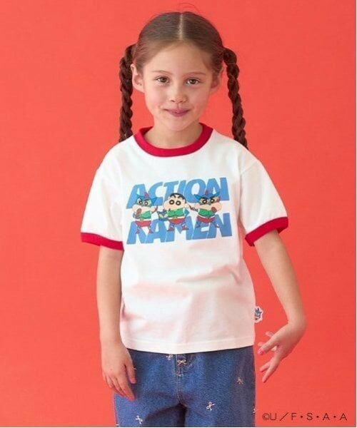 b・ROOM / ビールーム Tシャツ | 【クレヨンしんちゃん】【カイテキ天竺】リンガーTシャツ（赤）