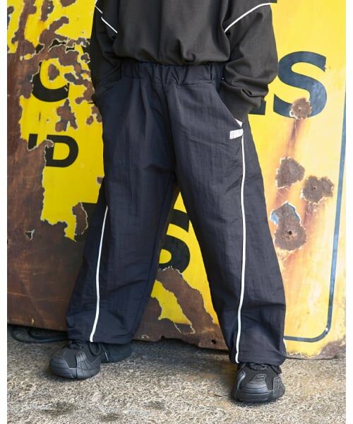 b・ROOM / ビールーム その他パンツ | 【MNCM】【セットアップ可】サイドラインピステワイドパンツ（黒）