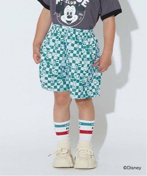 b・ROOM / ビールーム ショート・ハーフ・半端丈パンツ | 【Disney】【セットアップ可】総柄パンツ（ブルーグリーン）