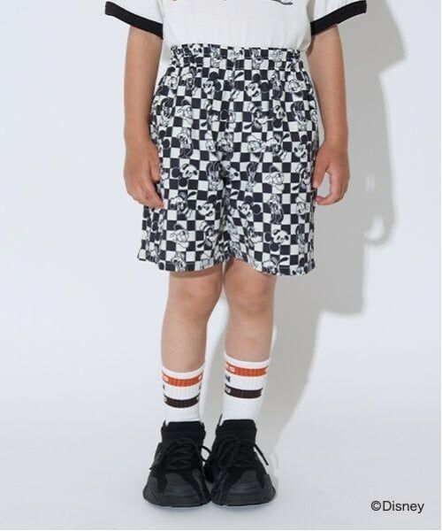 b・ROOM / ビールーム ショート・ハーフ・半端丈パンツ | 【Disney】【セットアップ可】総柄パンツ（黒）