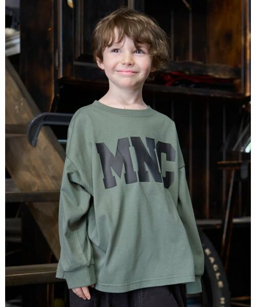 b・ROOM / ビールーム Tシャツ | 【MNCM】【カイテキ天竺】ロゴプリントビッグTシャツ（カーキ）