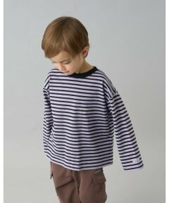 b・ROOM / ビールーム Tシャツ | 【デイリースタンダードウェアシリーズ】ゆるっとオーバーサイズのボーダー長袖Tシャツ