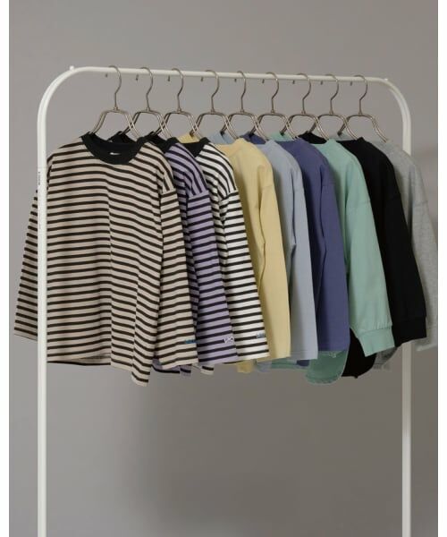 b・ROOM / ビールーム Tシャツ | 【デイリースタンダードウェアシリーズ】ゆるっとオーバーサイズのボーダー長袖Tシャツ | 詳細21