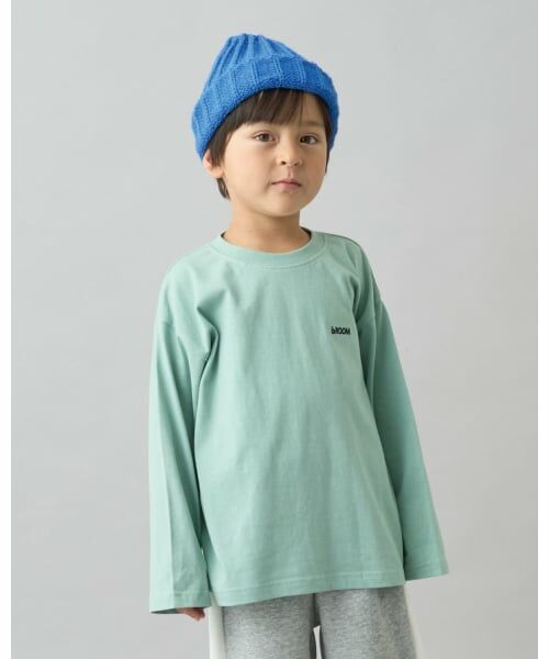 b・ROOM / ビールーム Tシャツ | 【デイリースタンダードウェアシリーズ】ゆるっとオーバーサイズのワンポイントシンプル長袖Tシャツ（モデレート グリーン）