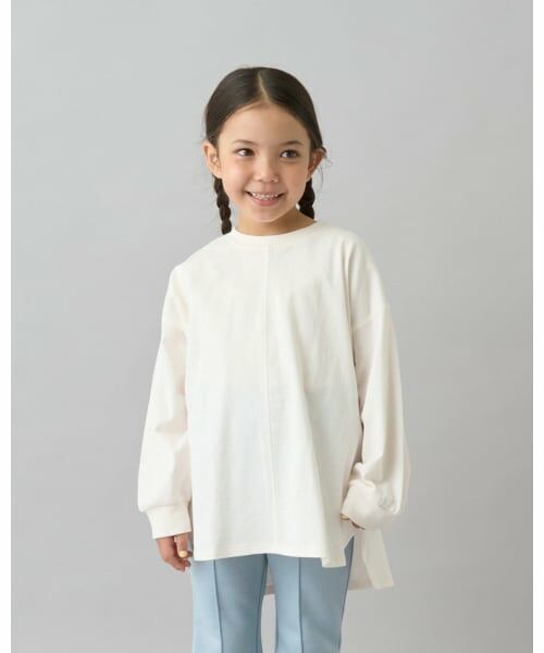 b・ROOM / ビールーム Tシャツ | 【デイリースタンダードウェアシリーズ】ゆるっとオーバーサイズのシンプル長袖Tシャツ（アイボリー）