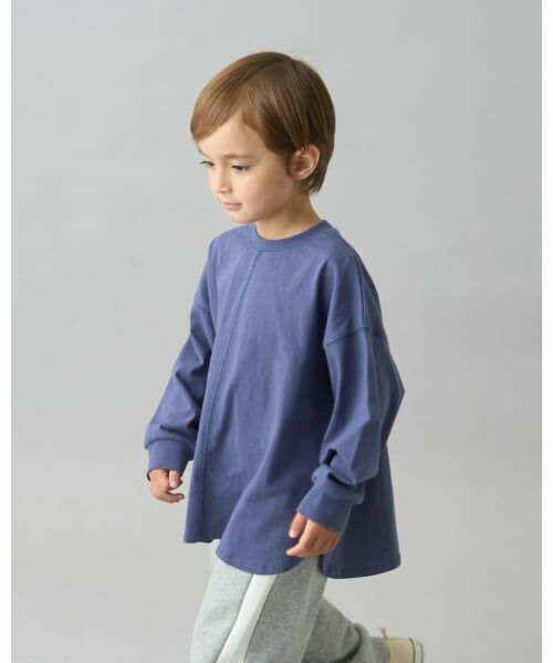 b・ROOM / ビールーム Tシャツ | 【デイリースタンダードウェアシリーズ】ゆるっとオーバーサイズのシンプル長袖Tシャツ（インク ブルー）