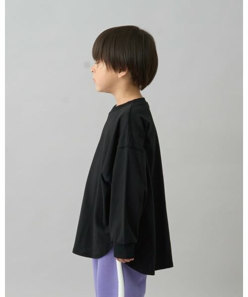 b・ROOM / ビールーム Tシャツ | 【デイリースタンダードウェアシリーズ】ゆるっとオーバーサイズのシンプル長袖Tシャツ（黒）