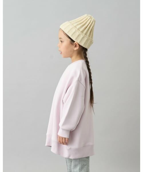b・ROOM / ビールーム スウェット | 【デイリースタンダードウェアシリーズ】【吸水速乾】ぷくっとオーバーサイズの配色ステッチスウェット（ライト ピンク）