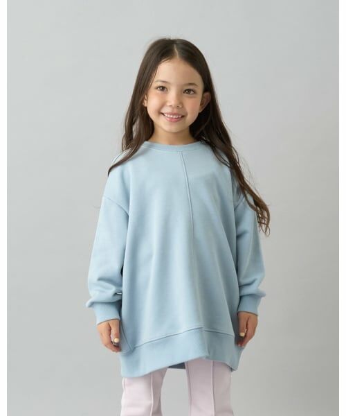 b・ROOM / ビールーム スウェット | 【デイリースタンダードウェアシリーズ】【吸水速乾】ぷくっとオーバーサイズの配色ステッチスウェット（ブルー グレー）