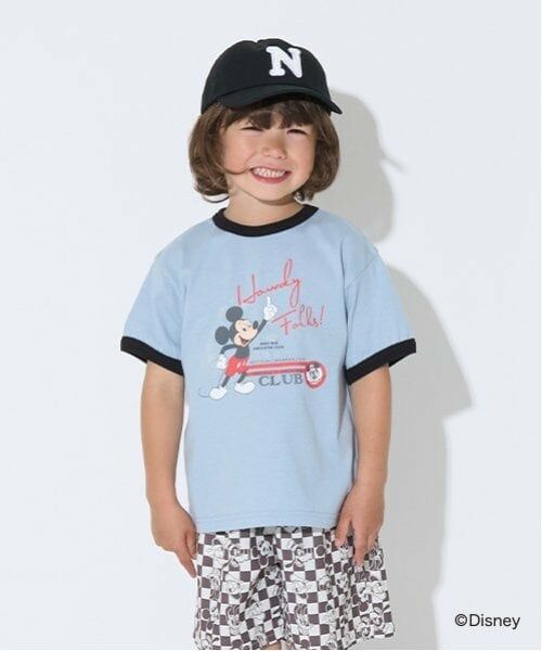 b・ROOM / ビールーム Tシャツ | 【Disney】【カイテキ天竺】アソートプリントリンガーTシャツ（ブルーグレー）