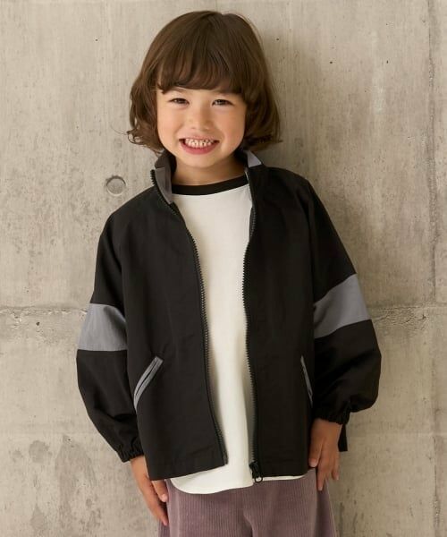 b・ROOM / ビールーム ブルゾン | ビッグシルエットバイカラーウィンドブレーカー（黒）