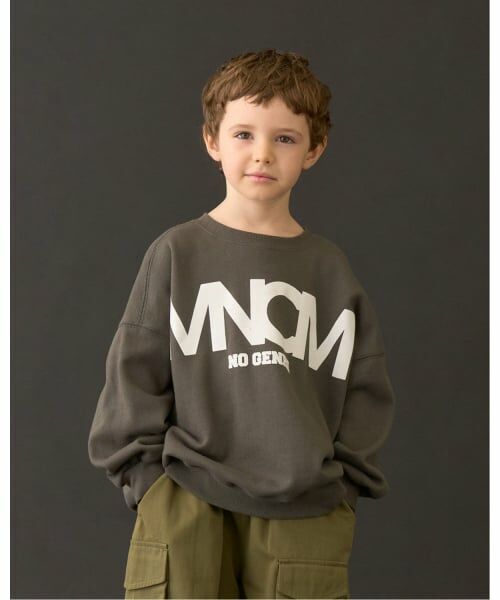 b・ROOM / ビールーム スウェット | 【MNCM】【毛玉バイバイ裏起毛】フロッキープリントビッグスウェット（チャコール）