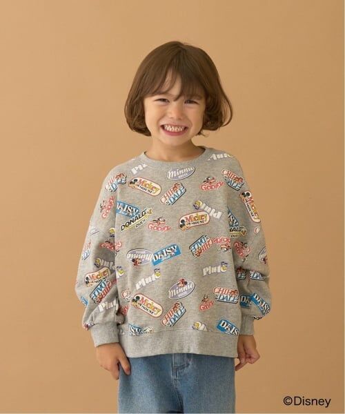 b・ROOM / ビールーム スウェット | 【Disney】【毛玉バイバイ裏毛】ミッキー＆フレンズ/総柄スウェット（トップ グレー）