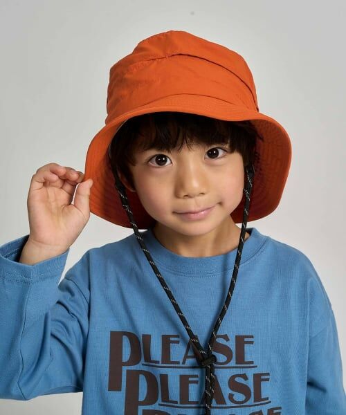 b・ROOM / ビールーム ハット | 【スクール対応】【撥水・防汚・耐久・UV】小さく収納できるハット（反射シート付き)（ダーク オレンジ）