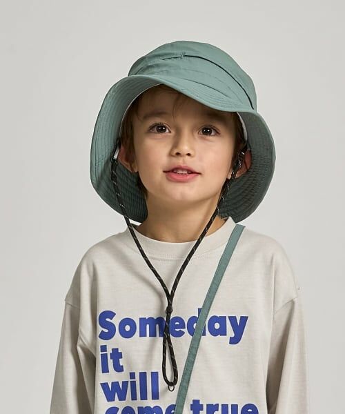 b・ROOM / ビールーム ハット | 【スクール対応】【撥水・防汚・耐久・UV】小さく収納できるハット（反射シート付き)（カーキ）