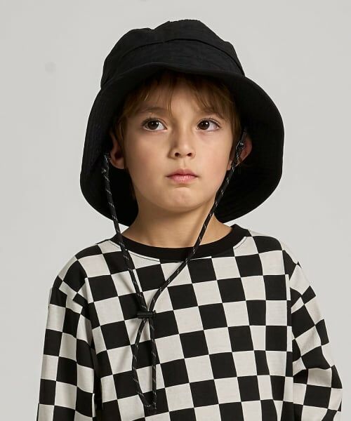 b・ROOM / ビールーム ハット | 【スクール対応】【撥水・防汚・耐久・UV】小さく収納できるハット（反射シート付き)（黒）