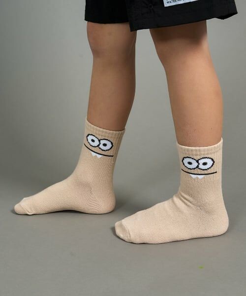 b・ROOM / ビールーム ソックス | ファニーフェイスクルーソックス（ベージュ）