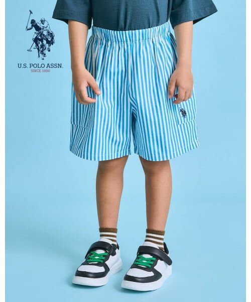 b・ROOM / ビールーム ショート・ハーフ・半端丈パンツ | 【U.S. POLO ASSN.】【セットアップ可】４分丈パンツ（ブルー グリーン）