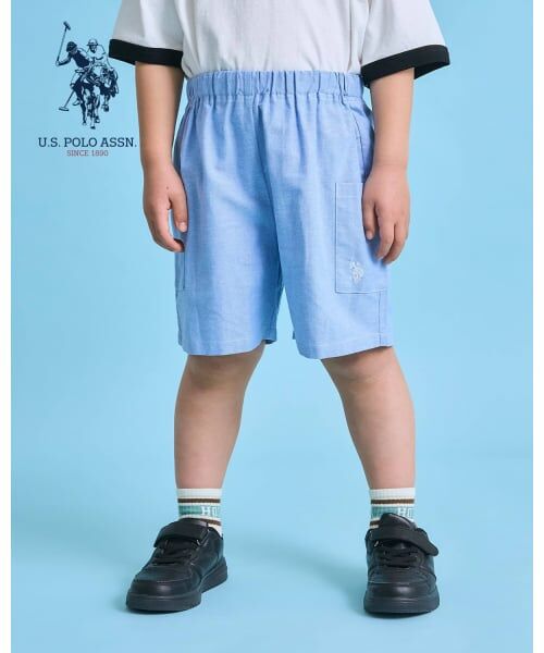 b・ROOM / ビールーム ショート・ハーフ・半端丈パンツ | 【U.S. POLO ASSN.】【セットアップ可】４分丈パンツ（ブルー）