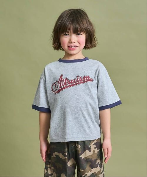 b・ROOM / ビールーム Tシャツ | 【防汚・速乾・型崩れしない】カスレロゴプリントリンガーTシャツ（トップ グレー）