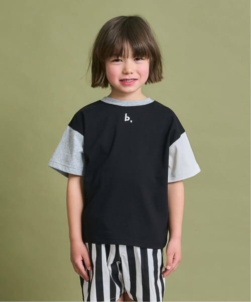 b・ROOM / ビールーム Tシャツ | 【防汚・速乾・型崩れしない】【どちらが前でもOK】テトラード配色Tシャツ（黒）