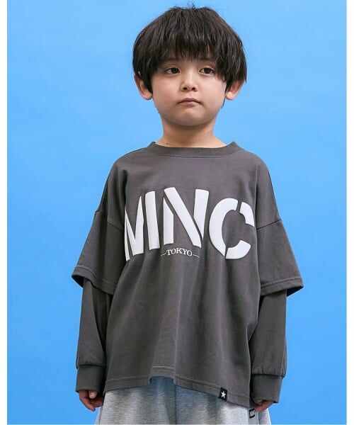 b・ROOM / ビールーム Tシャツ | 【防汚・速乾・型崩れしない】フェイクレイヤードTシャツ【MNCM】（チャコール）