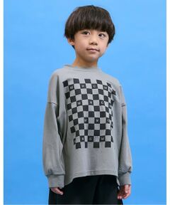 b・ROOM / ビールーム Tシャツ | 【防汚・速乾・型崩れしない】【どちらが前でもOK】チェッカーフラッグプリントTシャツ【MNCM】