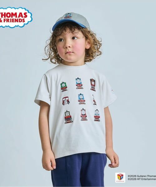 b・ROOM / ビールーム Tシャツ | 【きかんしゃトーマス】トーマスアンドフレンズ集合半袖Tシャツ（アイボリー）