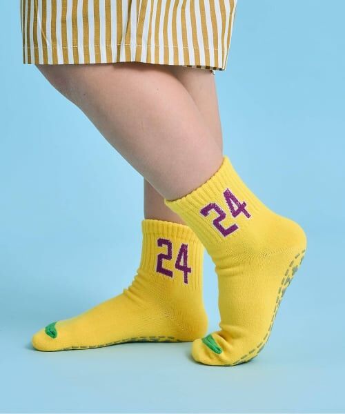 b・ROOM / ビールーム ソックス | ナンバーソックス(滑り止め付き)（黄）