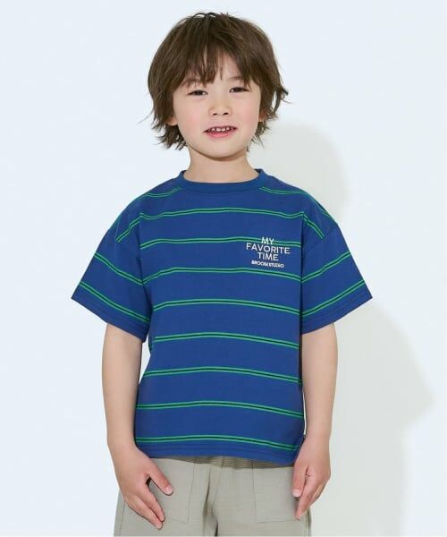 b・ROOM / ビールーム Tシャツ | 先染ボーダービッグシルエットTシャツ(ブルー)