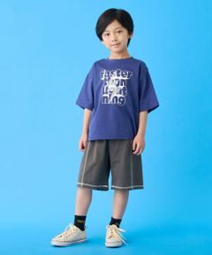b・ROOM / ビールーム ショート・ハーフ・半端丈パンツ | 【熱をブロック】配色ステッチ4分丈パンツ