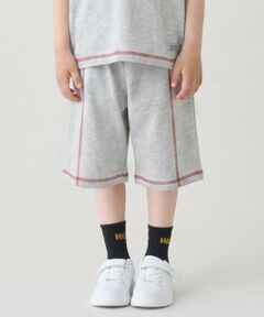 b・ROOM / ビールーム ショート・ハーフ・半端丈パンツ | 【熱をブロック】配色ステッチ4分丈パンツ
