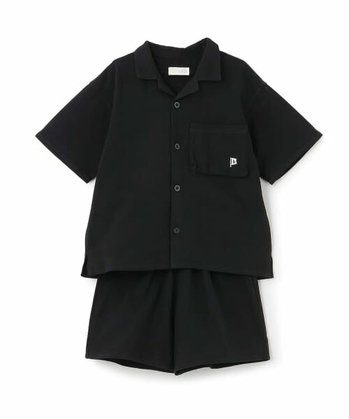 b・ROOM / ビールーム その他トップス | 【予約/6月中旬~下旬入荷予定】【セットアップ】オープンカラーシャツ・イージーパンツ(黒)