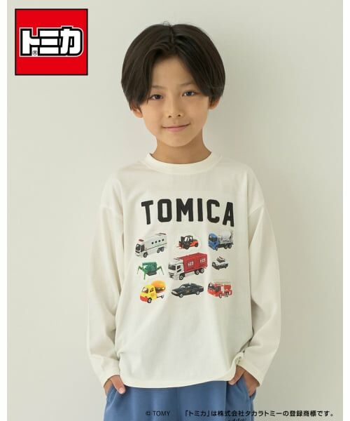b・ROOM / ビールーム Tシャツ | 【トミカ】写真プリントTシャツ【子供服】【キッズ】【男の子】（アイボリー）