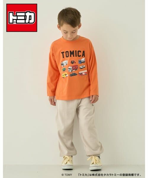 b・ROOM / ビールーム Tシャツ | 【トミカ】写真プリントTシャツ【子供服】【キッズ】【男の子】（オレンジ）
