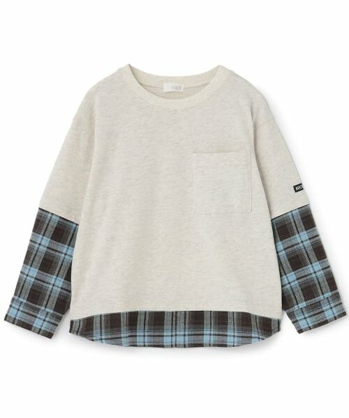 b・ROOM / ビールーム Tシャツ | シャツドッキング長袖Tシャツ【子供服】【キッズ】【男の子】(オートミール)