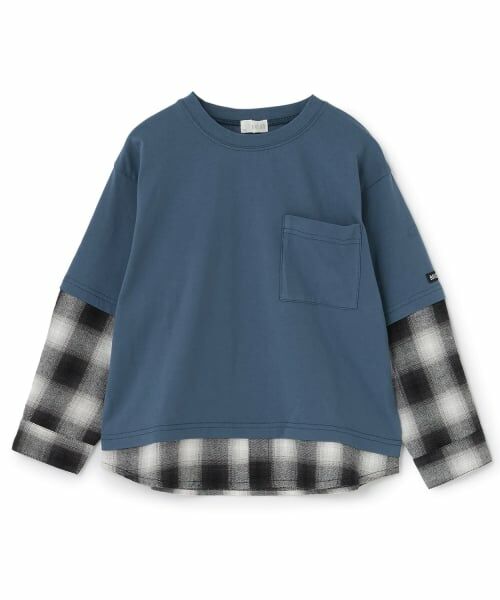 b・ROOM / ビールーム Tシャツ | シャツドッキング長袖Tシャツ【子供服】【キッズ】【男の子】(紺)