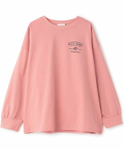 b・ROOM / ビールーム Tシャツ | アソートフードバックプリントTシャツ【子供服】【キッズ】【男の子】（サーモン ピンク）