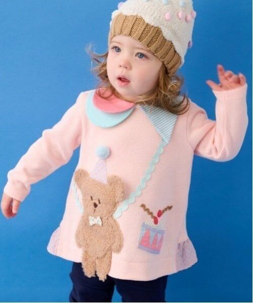baby Cheer / ベイビーチアー スウェット | くまポシェットトレーナー（ピンク）